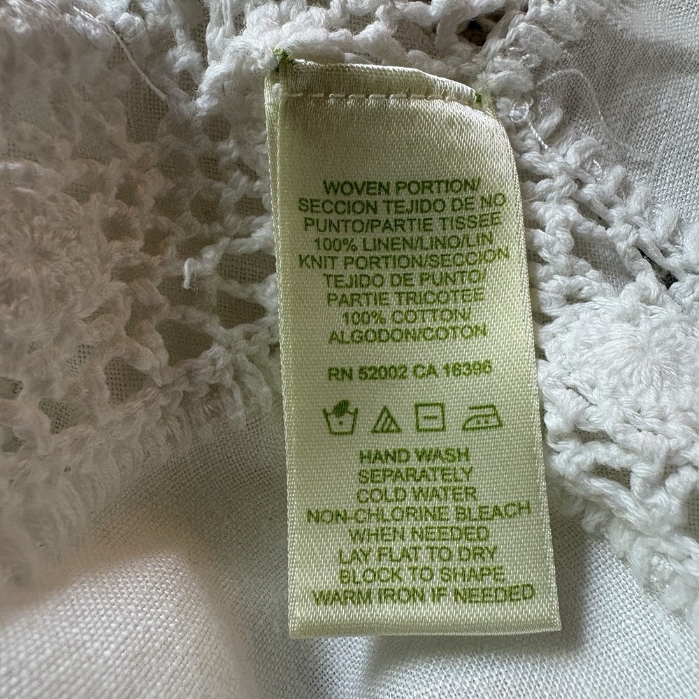 Sigrid Olsen VTG White Linen Crochet Tunic Top Lace Diamond Y2K Boho Sz Medium M - Picture 7 of 8